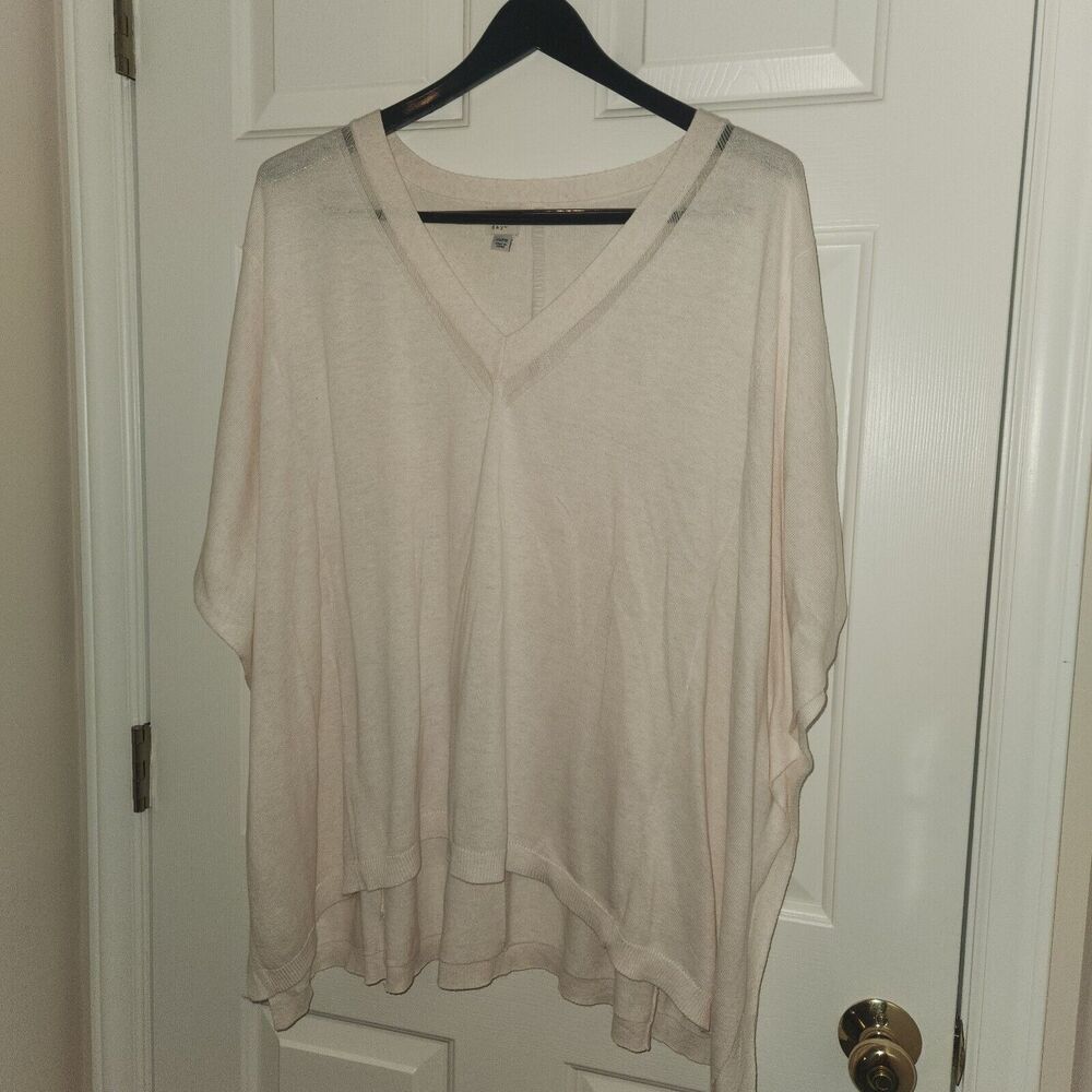 a new day Pastel Light Pink V-Neck Knit Poncho Pullover Sweater Cape OSFM